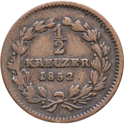 купить Германия, Баден 1/2 крейцера 1852