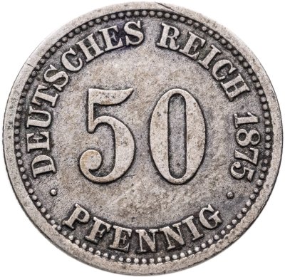 купить Германия 50 пфеннигов (pfennig) 1875, знак монетного двора: "A" - Берлин