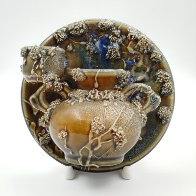 купить Панно настенное с подсвечником, стилизованное под морской клад, керамика, глазурь, роспись, Восточная Европа, 1991 г.