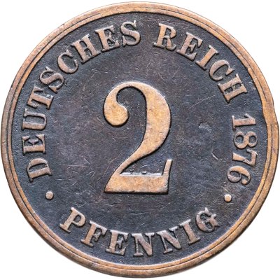 купить Германия 2 пфеннига (pfennig) 1876 B знак монетного двора: "B" - Ганновер