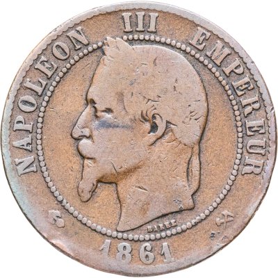 купить Франция 10 сантимов (centimes) 1861 K знак монетного двора: "K" - Бордо