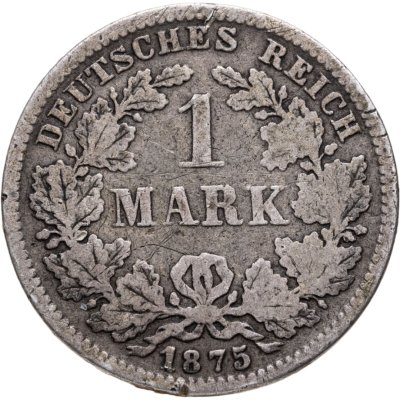 купить Германия 1 марка (mark) 1875 F знак монетного двора: "F" - Штутгарт