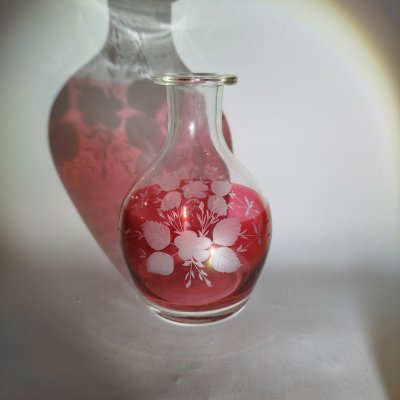 купить Графин с растительным декором, стекло, гранение, нацвет, Чехословакия, 1960-1980 гг.