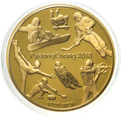 купить Южная Корея 1000 вон 2016 "XXIII зимние Олимпийские игры в Пхёнчхане 2018 - виды спорта"