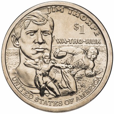 Купить США 1 доллар (dollar) 2018 D "Коренные Американцы - Джим Торп "Уа-То-Хак""