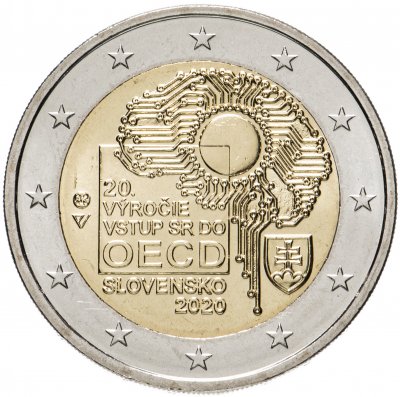 купить Словакия 2 евро 2020 "20-я годовщина вступления Словакии в организацию экономического сотрудничества и развития"