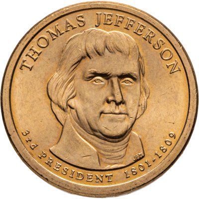 купить США 1 доллар (dollar) 2007 "Томас Джефферсон (3-й президент США)", знак монетного двора "Р" - Филадельфия