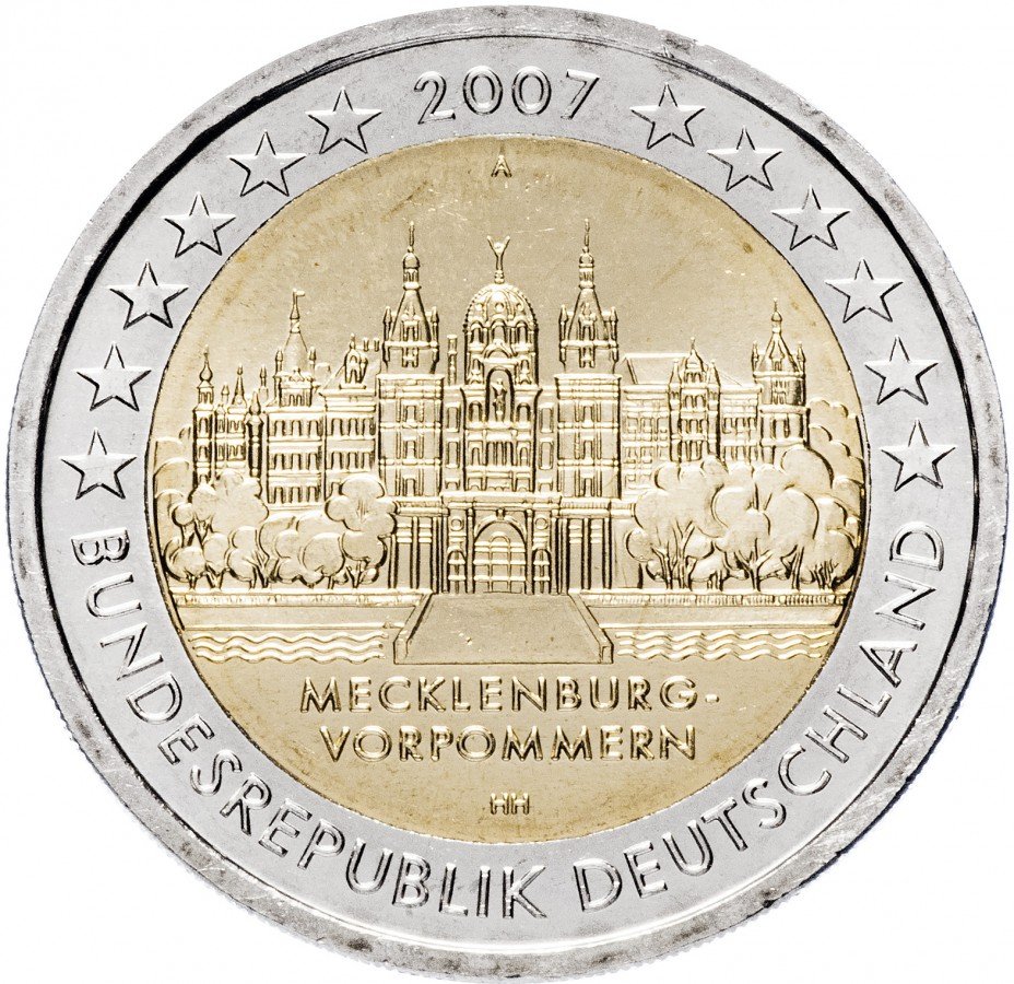 купить Германия 2 евро 2007 A "Федеральные земли Германии: Мекленбург - Передняя Померания"