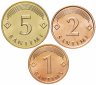 Купить Латвия набор 1,2,5 сантимов для обращения 2008-2009 (3 штуки, UNC)