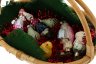 Купить Набор из 7 коллекционных елочных игрушек в подарочной корзинке, стекло, текстиль, СССР, 1950-1990 гг.