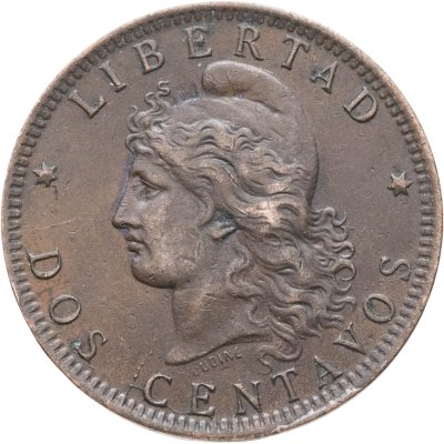 купить Аргентина 2 сентаво (centavos) 1891