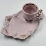 Купить Пара чайно-кофейная розового цвета с десертным блюдцем, в коробке с сертификатом, фарфор, деколь, золочение, Haas & Czjzek, Чехия, 2000-2020 гг.