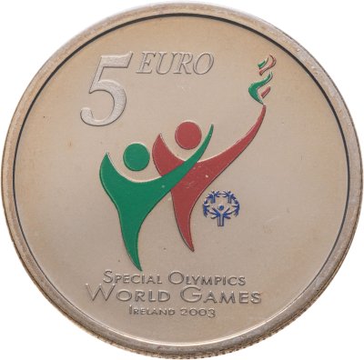купить Ирландия 5 евро 2003 "Специальная Олимпиада 2003 в Дублине" в буклете
