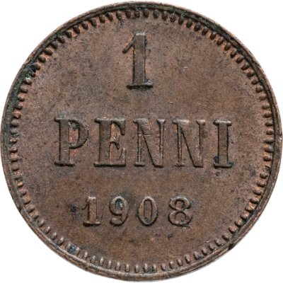 купить 1 пенни (penny) 1908, монета для Финляндии