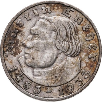 купить Германия (Третий рейх) 2 рейхсмарки (reichsmark) 1933 Е 450 лет со дня рождения Мартина Лютера