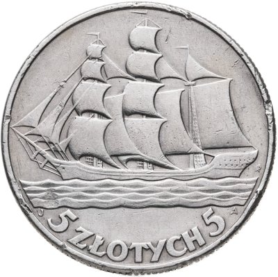 купить Польша 5 злотых (zlotych) 1936 "15 лет морскому порту Гдыня"