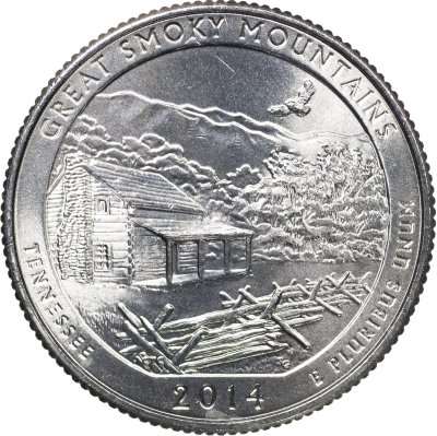 купить США 25 центов [Квотер] 2014 D [KM#566] "Национальный парк Грейт-Смоки-Маунтинс - Great Smoky Mountains [Tennessee]"