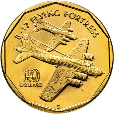 купить Маршалловы острова 10 долларов 1991 "самолет B - 17 FLYING FORTRESS"