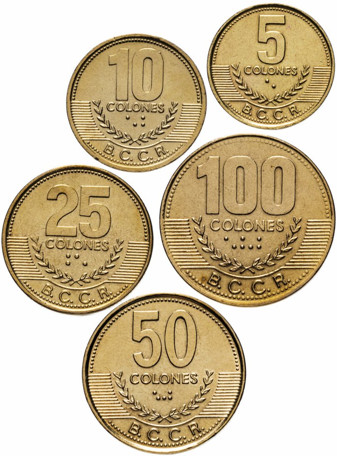 купить Коста-Рика набор 5 монет 1997-2002