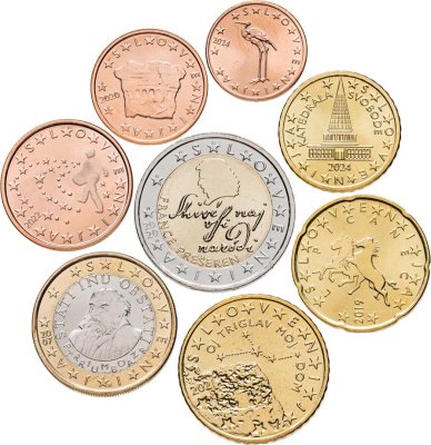 купить Словения набор монет евро 2007-2024 (8 штук)