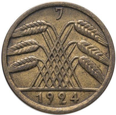 Купить Германия (Веймарская республика) 50 рейхспфеннигов 1924 "J"