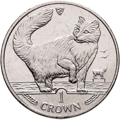 купить Остров Мэн 1 крона (crown) 1991 "Кошки - Норвежская лесная кошка"
