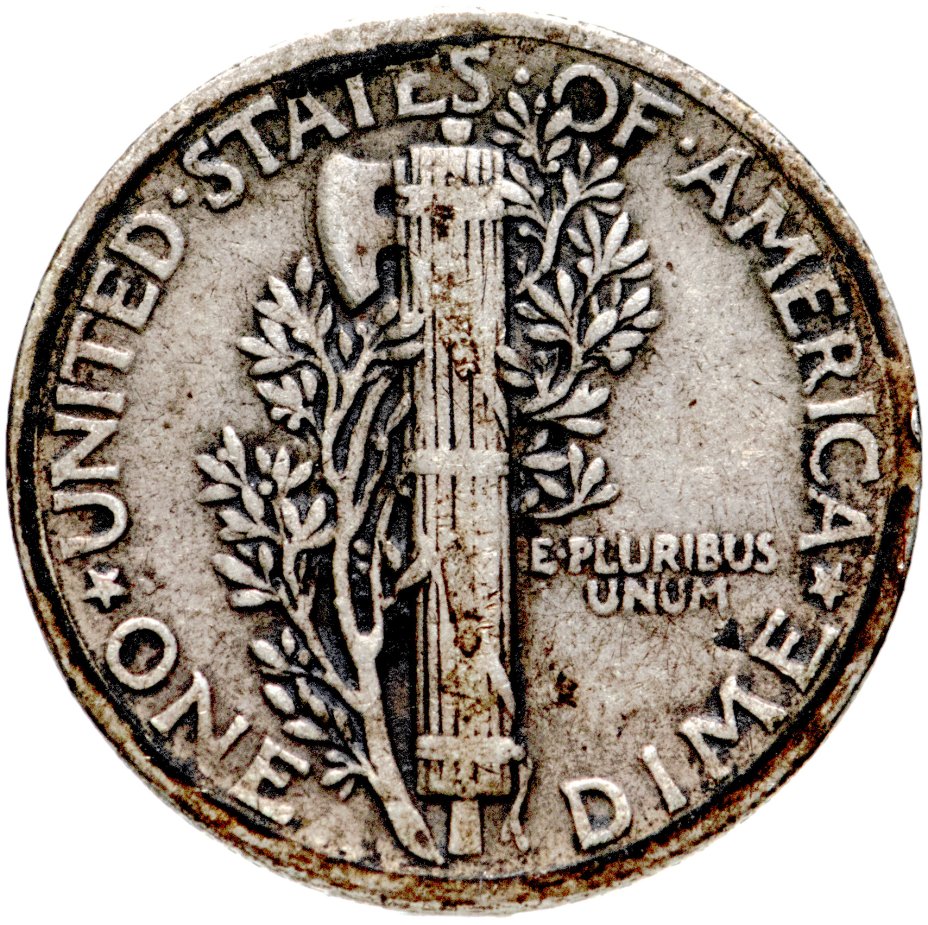 купить США 10 центов (дайм, one dime) 1940  Mercury Dime (дайм «Меркурий») без обозначения монетного двора