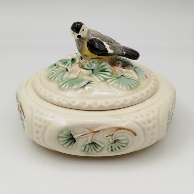 купить Шкатулка "Синичка", фаянс, роспись, Конаковский фаянсовый завод им. М.И. Калинина (ЗиК Конаково), СССР, 1952-1958 гг.
