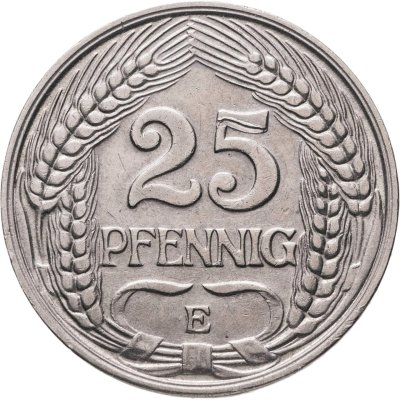купить Германия 25 пфеннигов (pfennig) 1910, знак монетного двора: "E" - Мульденхюттен