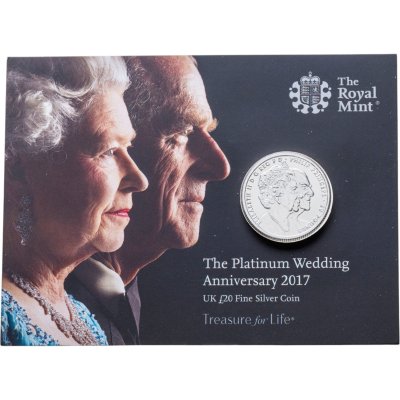 купить Великобритания 20 фунтов 2017 70 лет свадьбе Королевы Елизаветы II и Принца Филиппа