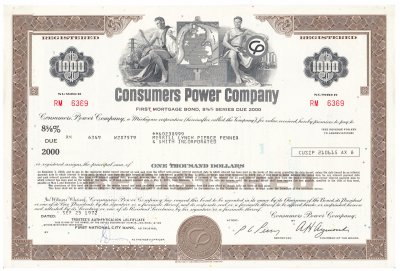 купить Акция США Consumers Power Company 1972 - 1976 гг.