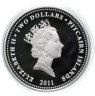 Купить Острова Питкэрн 2 доллара (dollars) 2011  "Алиса в стране чудес", в подарочном футляре, с сертификатом