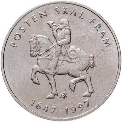 купить Норвегия 5 крон 1997 "350 лет Норвежской почтовой службе"