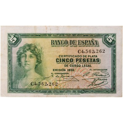 купить Испания 5 песет 1935 года (Pick 85a(2)