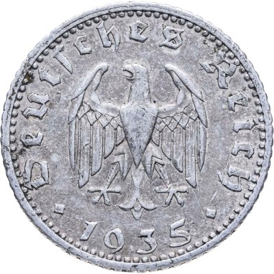 купить Германия, Третий рейх 50 рейхспфеннигов 1935, случайный знак монетного двора