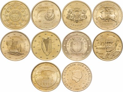 купить Европа набор из 10 монет 50 центов 2008-2014