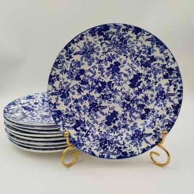 купить Набор тарелок с растительным и цветочным декором на 9 персон, фаянс, деколь, Бельгия, 1880-1910 гг.