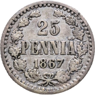 купить 25 пенни (pennia) 1867 S