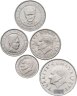 Купить Турция набор из 5 монет 10.000-250.000 (бин,bin) лир 1994-2004, случайный год