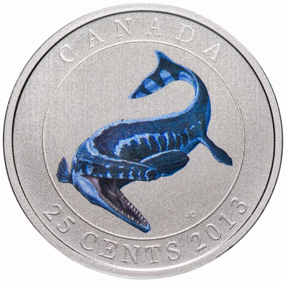 купить Канада 25 центов 2013 "Доисторические создания Канады - Тилозавр" в футляре, с сертификатом