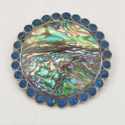купить Брошь-подвеска круглая, металл, перламутр, эмаль, Мексика, 1960-1990 гг.