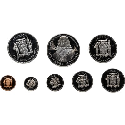 купить Ямайка годовой набор 1974 (8 монет) в запайке, с сертификатом в футляре