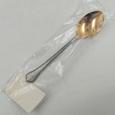 купить Ложка кофейная в оригинальном пакете с этикеткой, Таллинский опытный завод научного приборостроения "Дельта", мельхиор (медь-никель), золочение, СССР, 1979 г.