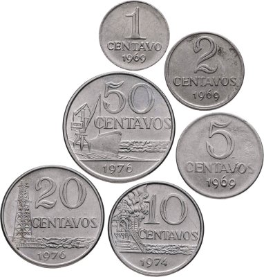 купить Бразилия набор монет 1967-1979 (6 штук, от 1 до 50 сентаво)