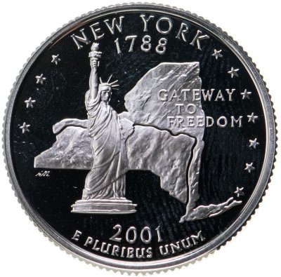 купить США 25 центов (квотер, 1/4 доллара, quarter dollar) 2001 S Proof Нью-Йорк (New York), знак монетного двора "S" - Сан-Франциско