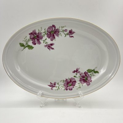 купить Блюдо овальное, украшенное цветочным декором, фарфор, деколь, золочение, Freiberger Porzellan, ГДР, 1970-1995 гг.