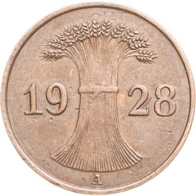 купить Германия 1 рейхспфенниг (reichspfennig) 1928, знак монетного двора "A" — Берлин