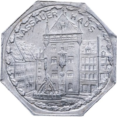 купить Германия (Нюрнберг) нотгельд 20 пфеннигов 1921 "Дом Насауэра" трамвайный жетон