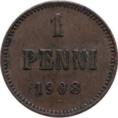 купить 1 пенни (penny) 1908, монета для Финляндии