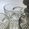 Купить Набор из 3 больших стопок с резным геометрическим декором, хрусталь, алмазная грань, СССР, 1970-1990 гг.